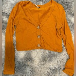1 DAY UNTIL DONATION💖Free People Mustard V-Neck Button-Up Cardigan